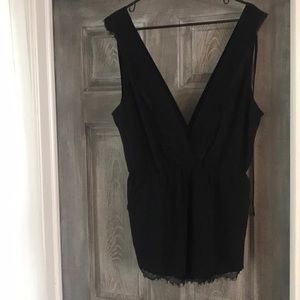 Black shorts romper with lace detail